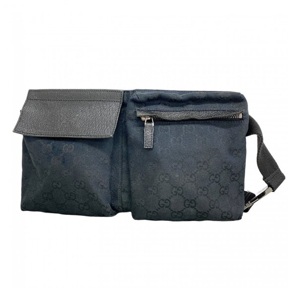 Gucci Waist Bag GG Canvas 28566 Black Women's - Picture 1 of 12